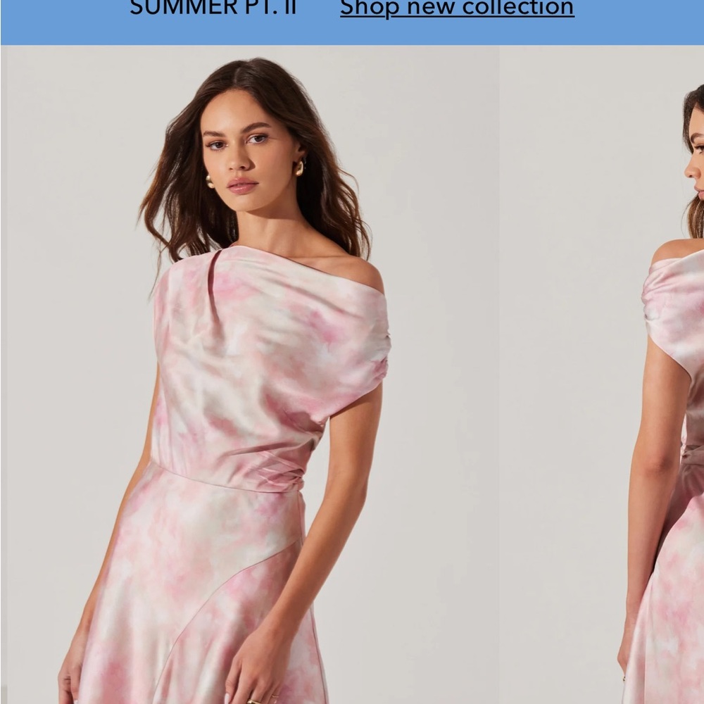 Astr Pink Ruched One Shoulder Sundress… NEW.
